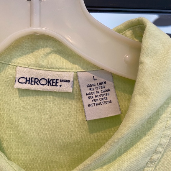 Lime Green Linen Blouse - Picture 2 of 4